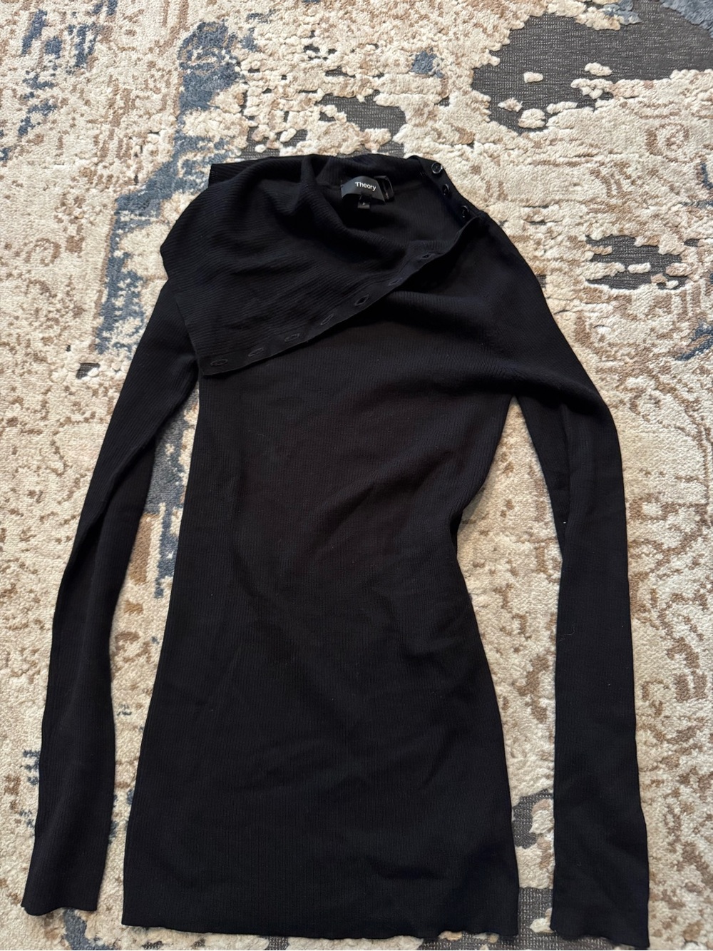 Theory Leendelly 100% Merino Wool Button Turtleneck Sweater Size P